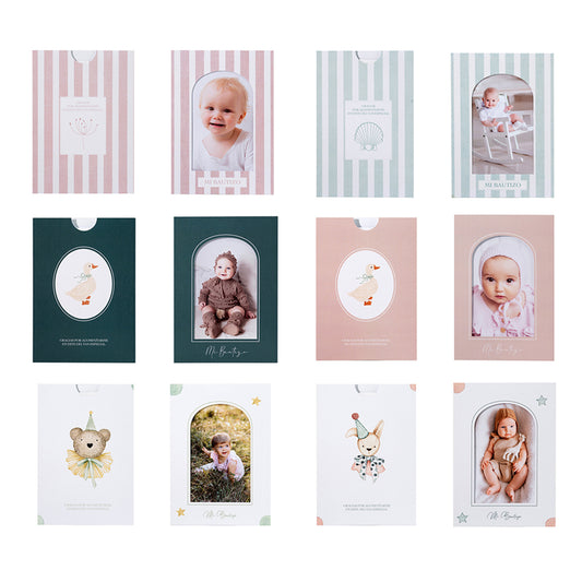 Tarjeta recordatorio para Bautizo - Modelo Ventana